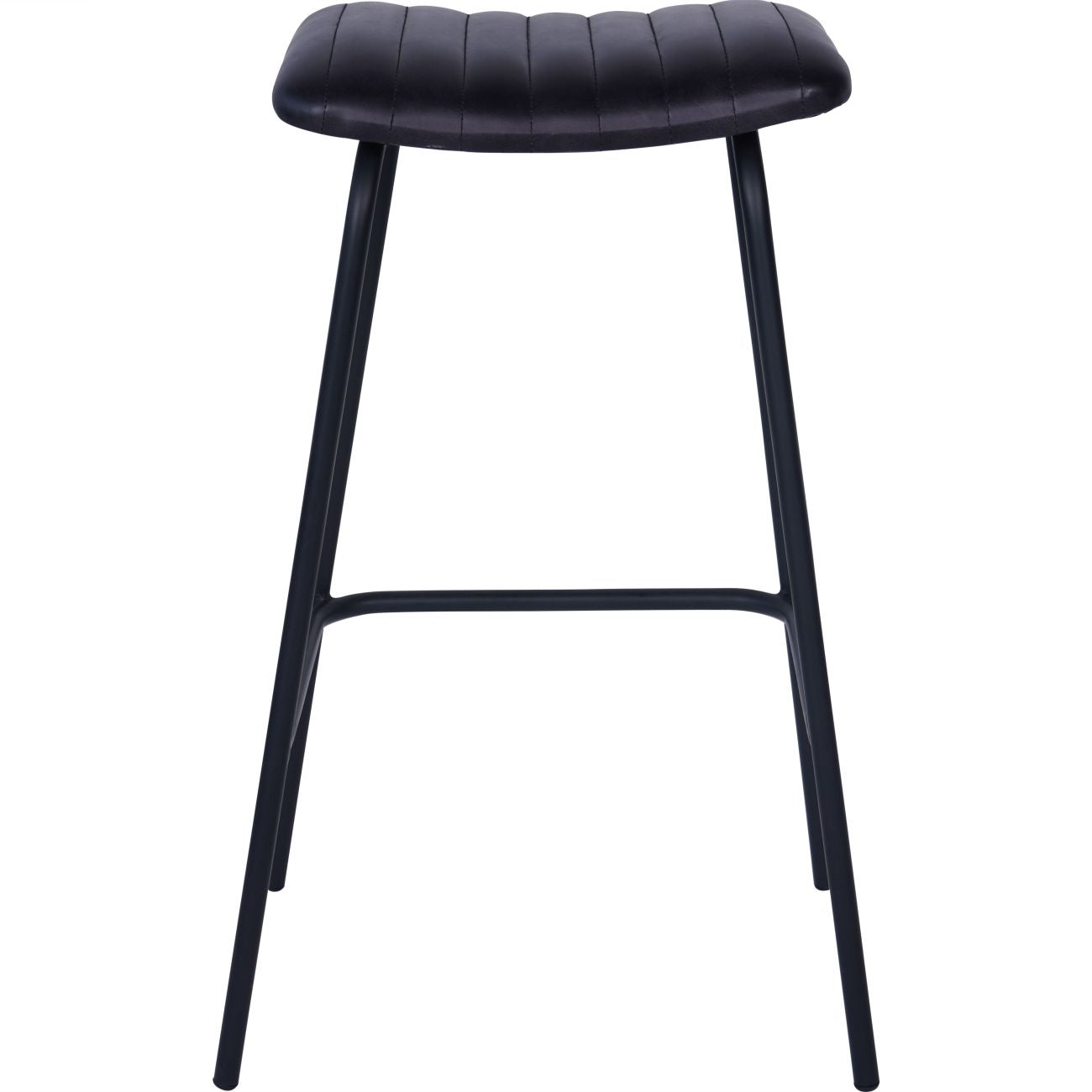 Set of 2 Arthur Charcoal Black Leather Bar Stools
